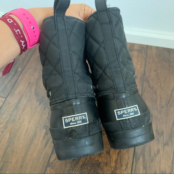 Sperry | Black Quilted Waterproof Duck Boots sz 9 - Picture 5 of 9